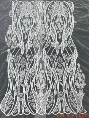 premium milk silk undulating wave botanical mesh lace