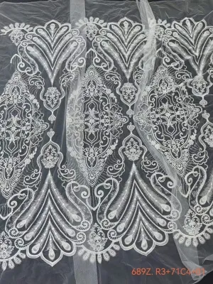 baroque damask pattern corded sequinned mesh lace