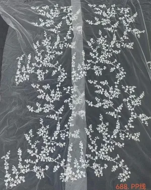 delicate matte botanical branch embroidery flat lace