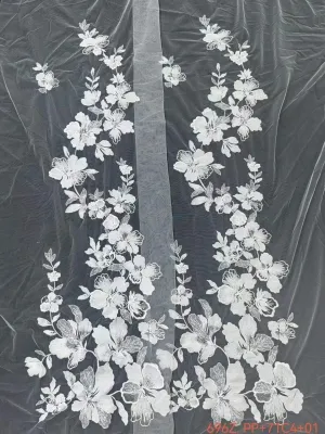 large scale floral blossom sequinned corded lace fabric