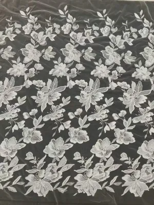 clear sequin elegant blooming floral borderless lace