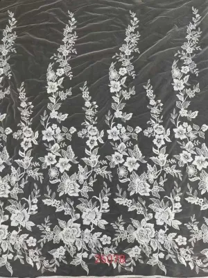 vertical climbing floral vine embroidered lace fabric