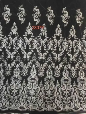 baroque inspired scalloped embroidered lace fabric
