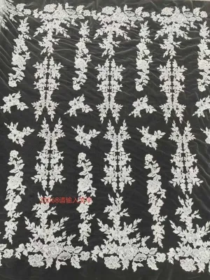 elegant vertical floral vine scalloped lace fabric