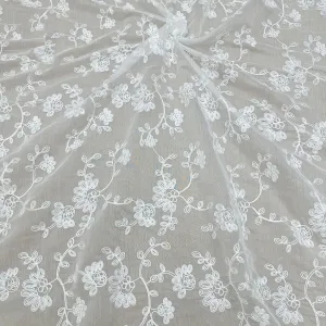 off white botanical floral vine embroidery organza lace