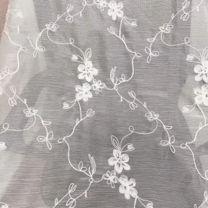 botanical floral vine embroidery crinkle chiffon fabric