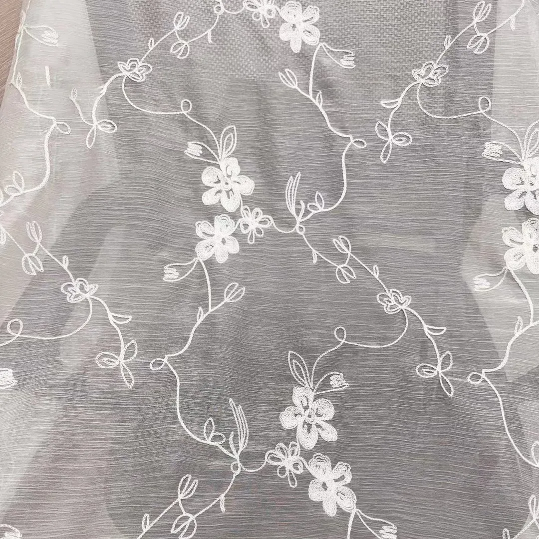 botanical floral vine embroidery crinkle chiffon fabric botanical floral vine embroidery crinkle chiffon fabric