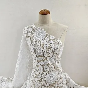 soft milk silk sunflower guipure bohemian lace fabric
