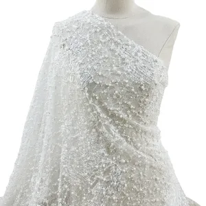 luxury heavy beaded pearl sequined eyelash lace fabric
