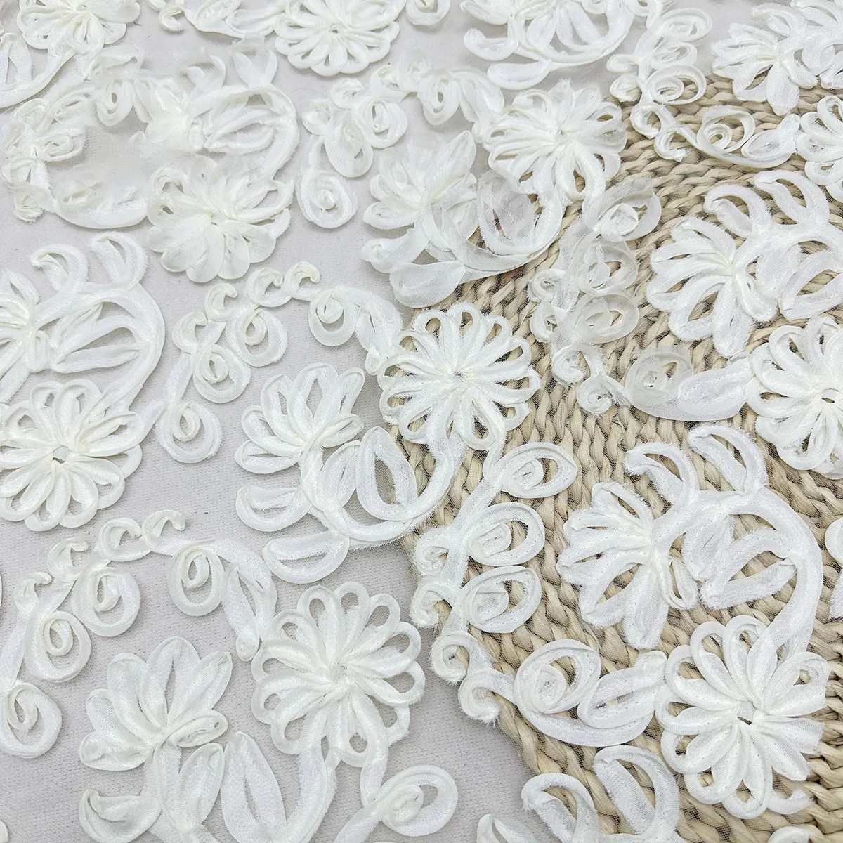 3d ribbon sunflower vine lace fabric 3d ribbon sunflower vine lace fabric