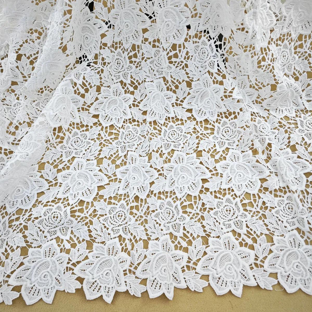 cottagecore floral rose cutout milk silk guipure lace