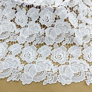 vintage floral cutout milk silk guipure lace fabric