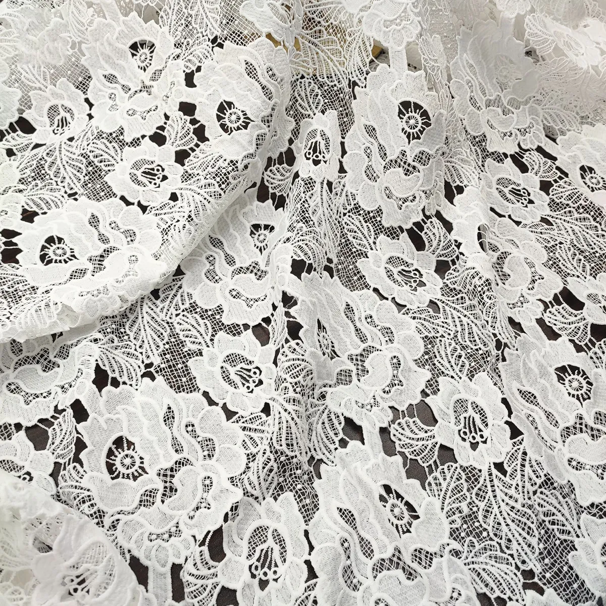 large embroidered floral motifs milk silk guipure lace large embroidered floral motifs milk silk guipure lace