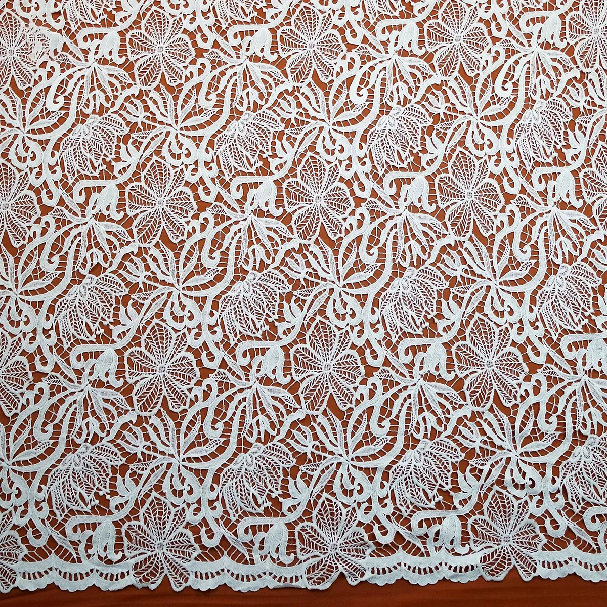 floral milk silk guipure lace fabric with scalloped edge floral milk silk guipure lace fabric with scalloped edge