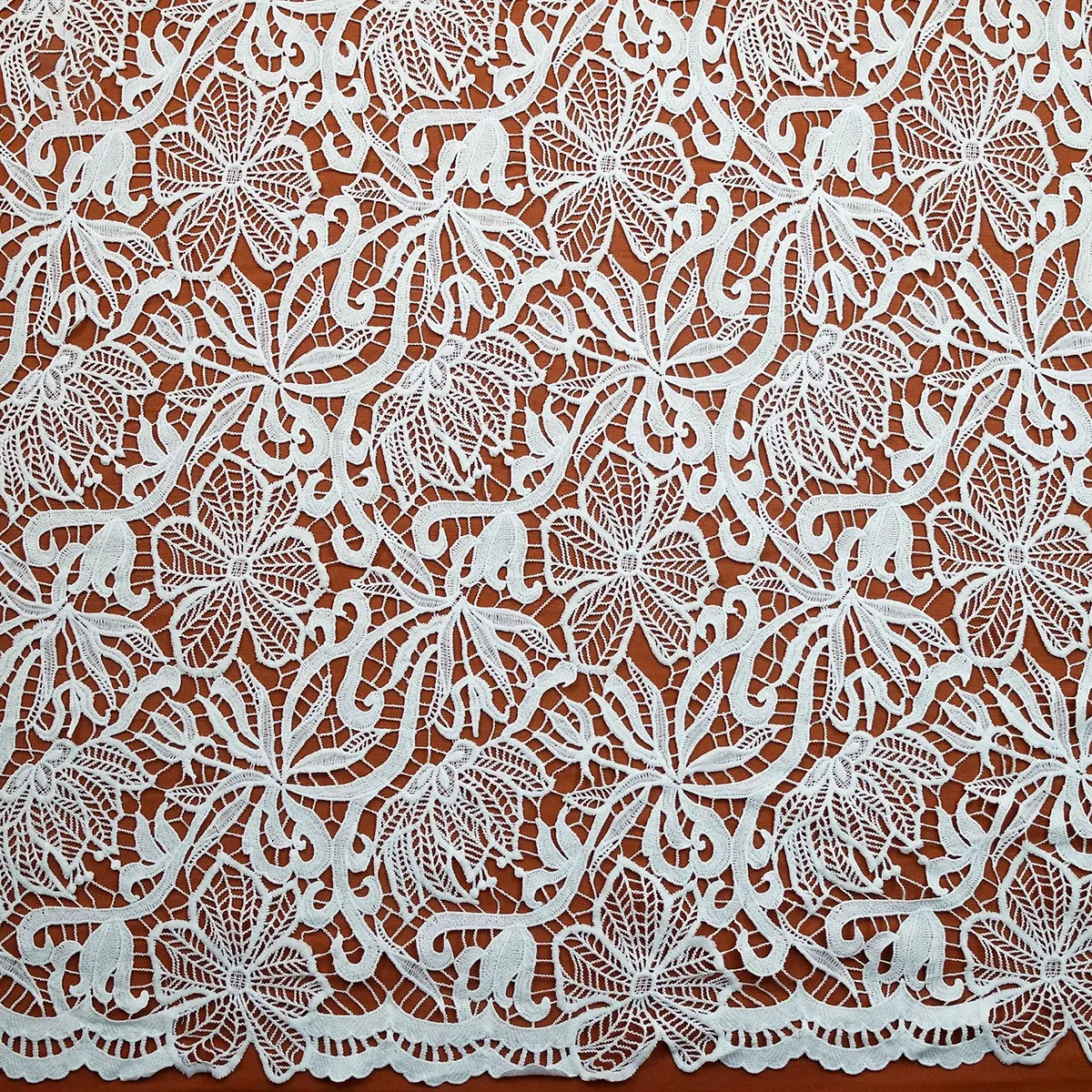 milk silk guipure lace fabric featuring intricate floral vines milk silk guipure lace fabric featuring intricate floral vines