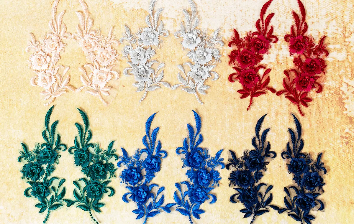 colored 3d flower lace appliques