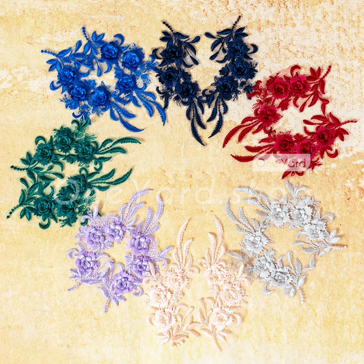 pre cut 3D flower embroidered lace appliques