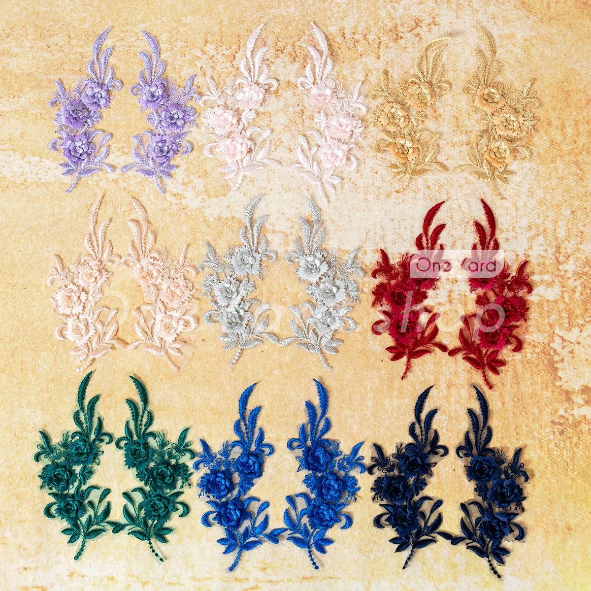 single color 3D rose flower lace appliques