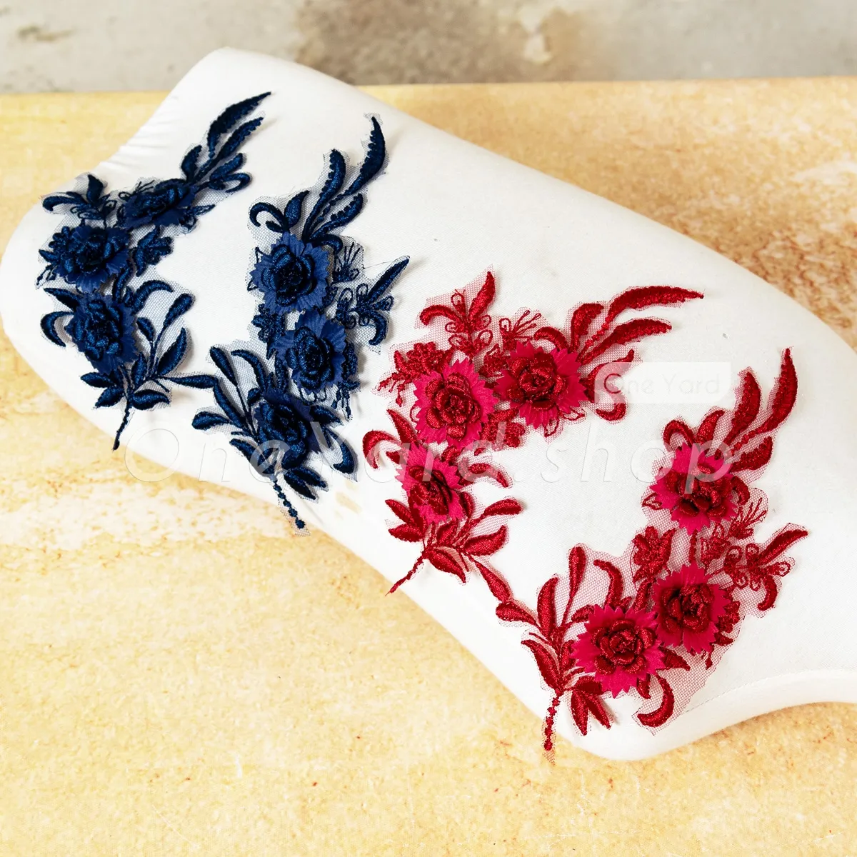 three dimensional blooming rose motifs