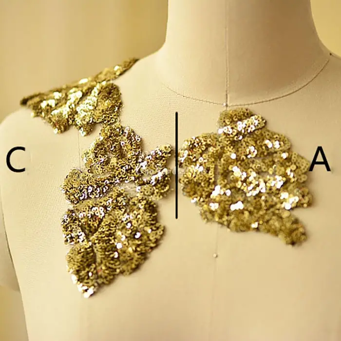 sequin lace leaf dress appliques