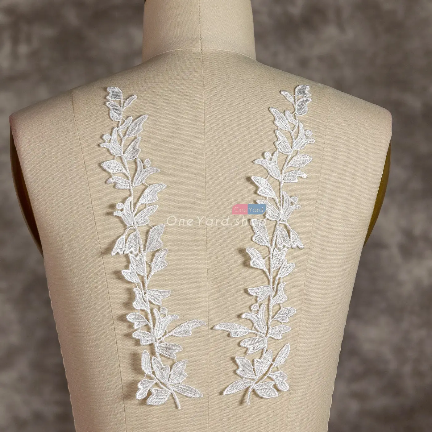 Ivory leaf pattern chemical lace applique Ivory leaf pattern chemical lace applique