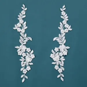 a pair of classic embroidery ivory lace applique