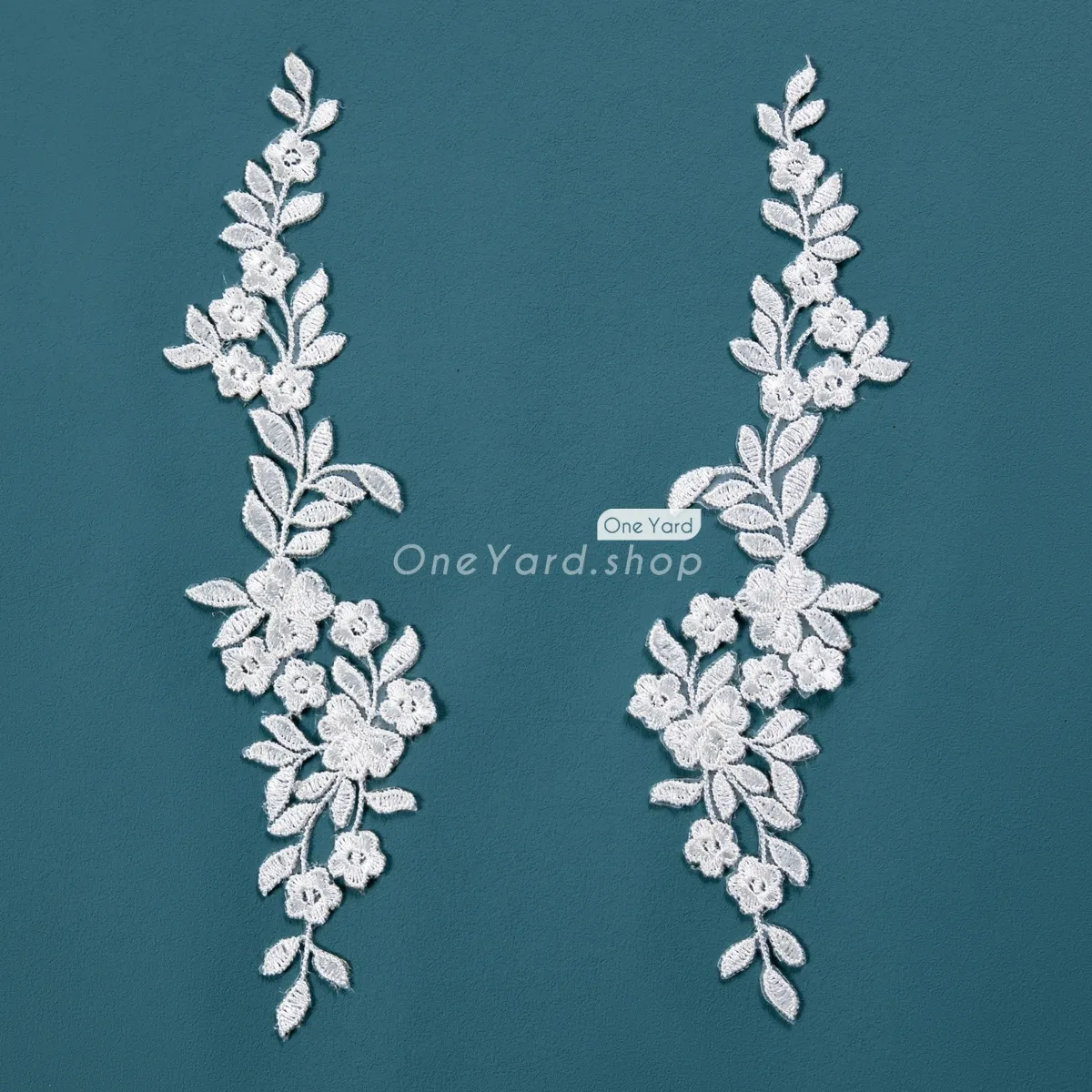 a pair of classic embroidery ivory lace applique