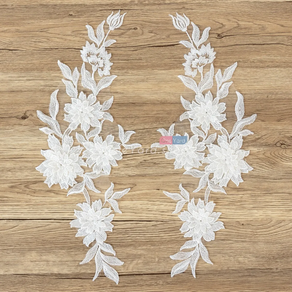 beautiful flower pattern ivory embroidery lace appliques