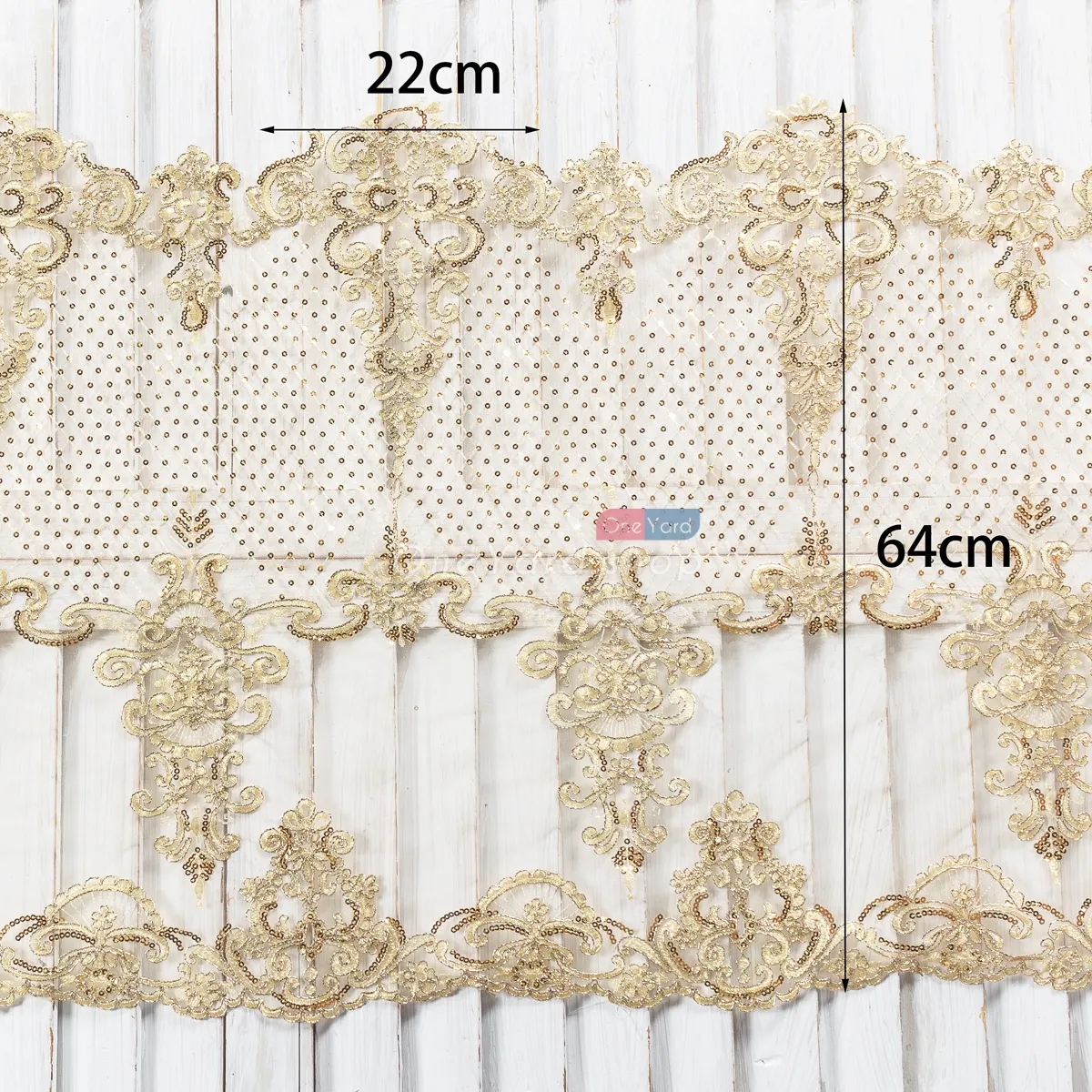 abstract pattern gold lace applique by the yard