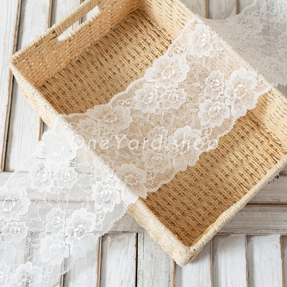 high elastic ivory floral lace trim