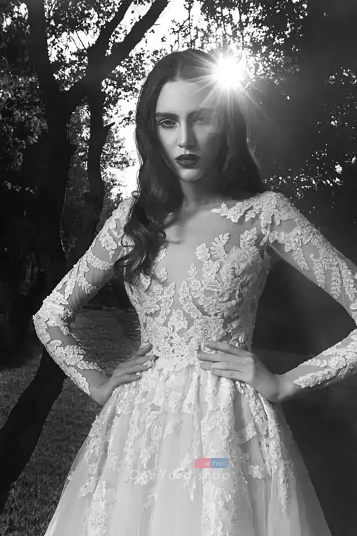 vines flower bridal lace appliqued bridal dress