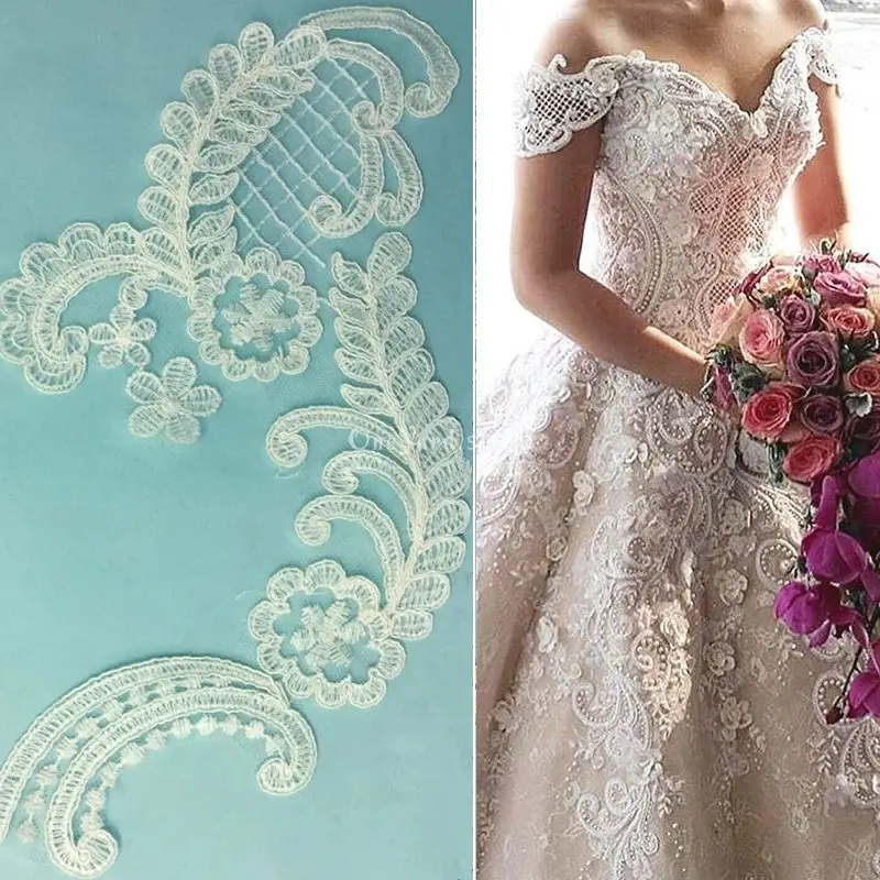 ivory wheat bridal lace applique