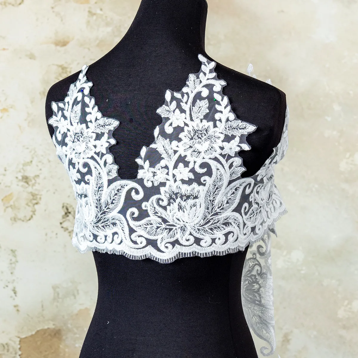 cotton floral crown scalloped lace trim