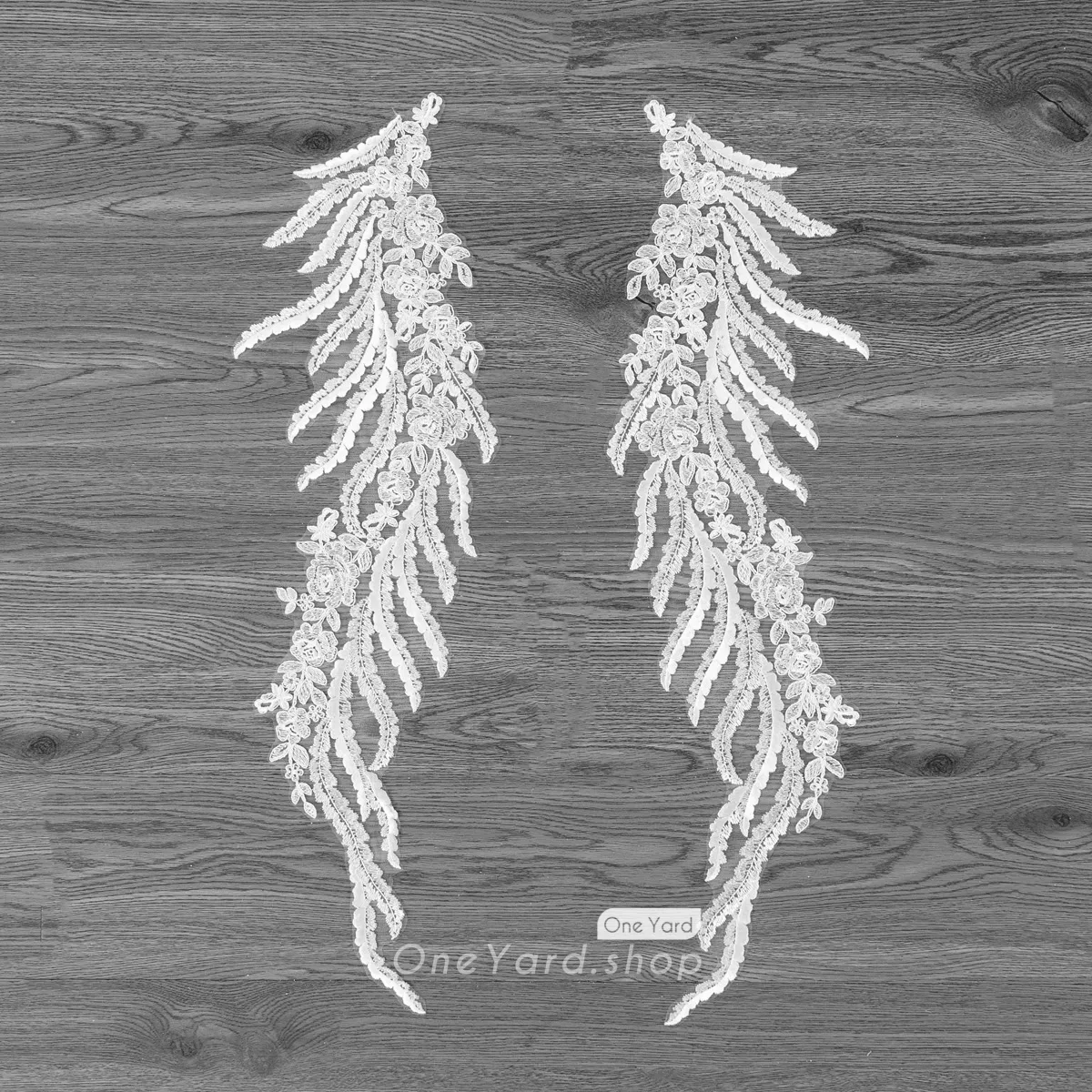 wing shape embroidered lace applique for wedding dresses
