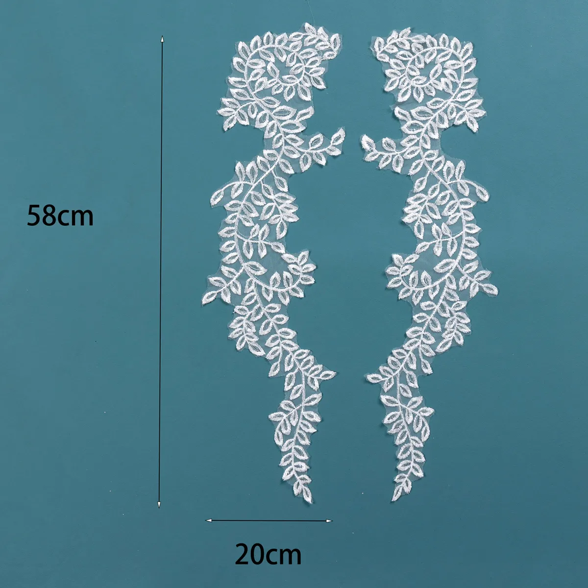 willow leaf sequinned lace appliques