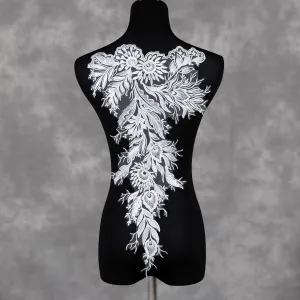 dynamic floral off white sequinned lace dress applique
