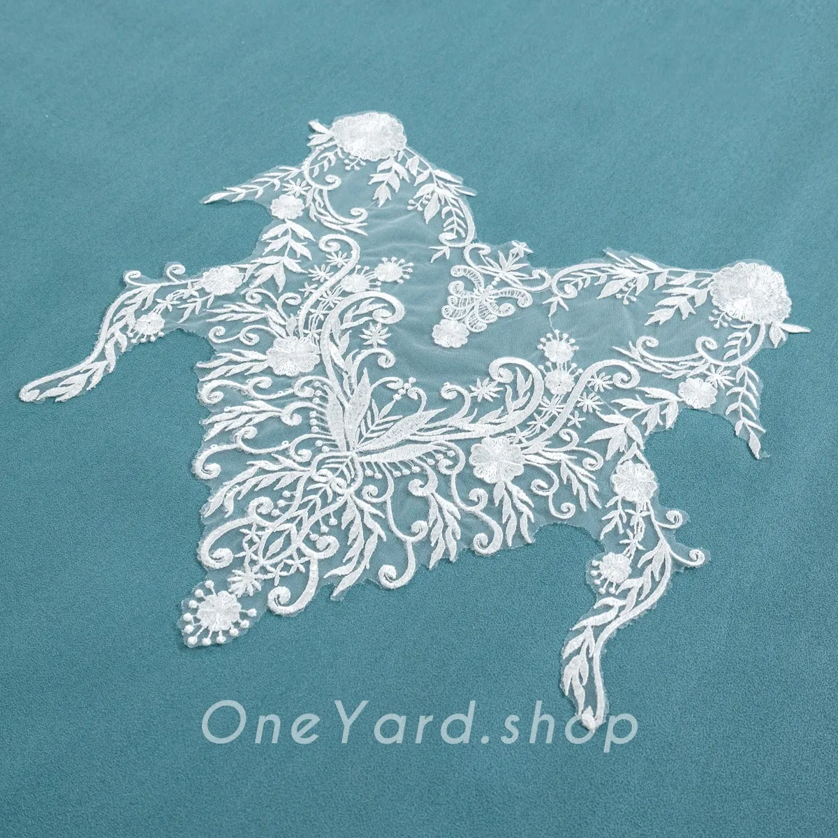 symmetrical V shape embroidery lace applique