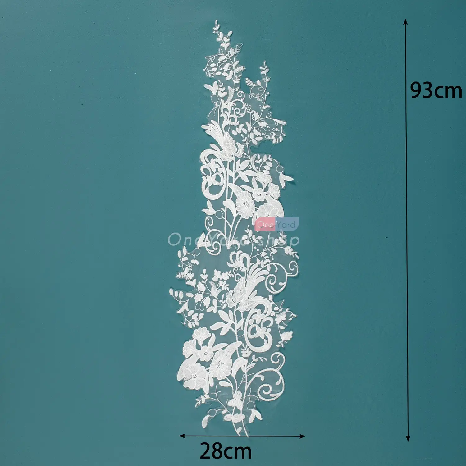 embroidered floral oversized lace applique for making bridal gowns