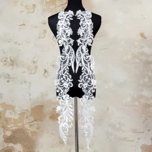 a pair of beautiful vine pattern lace applique
