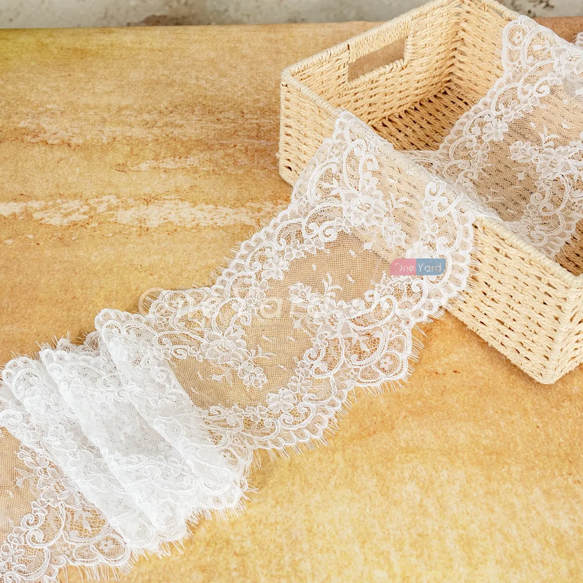 ethereal soft white scalloped eyelash lace trim