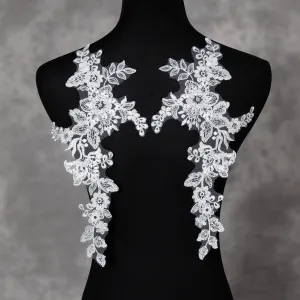 floral pattern ivory white cord lace applique