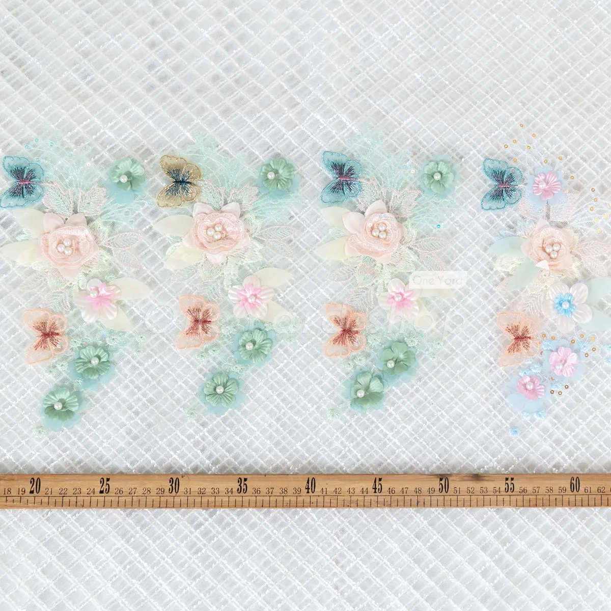 beaded 3D flowers and butterflies dress patch