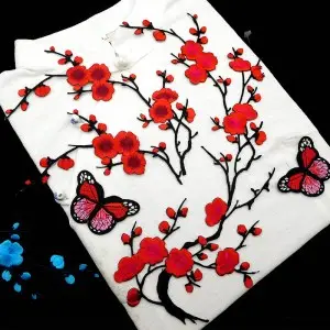 plum blossom embroidery applique for dresses