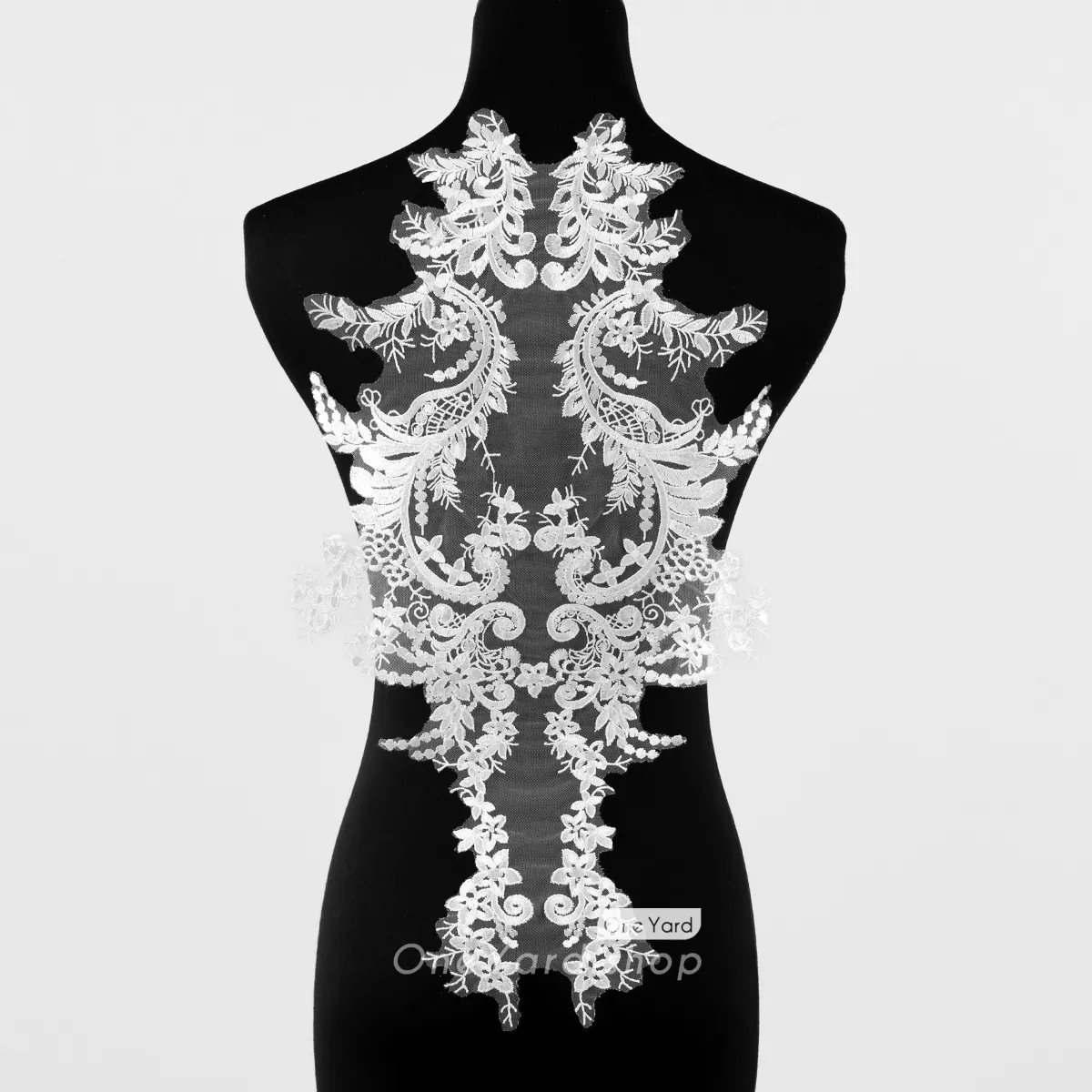 abstract floral ivory embroidery lace applique