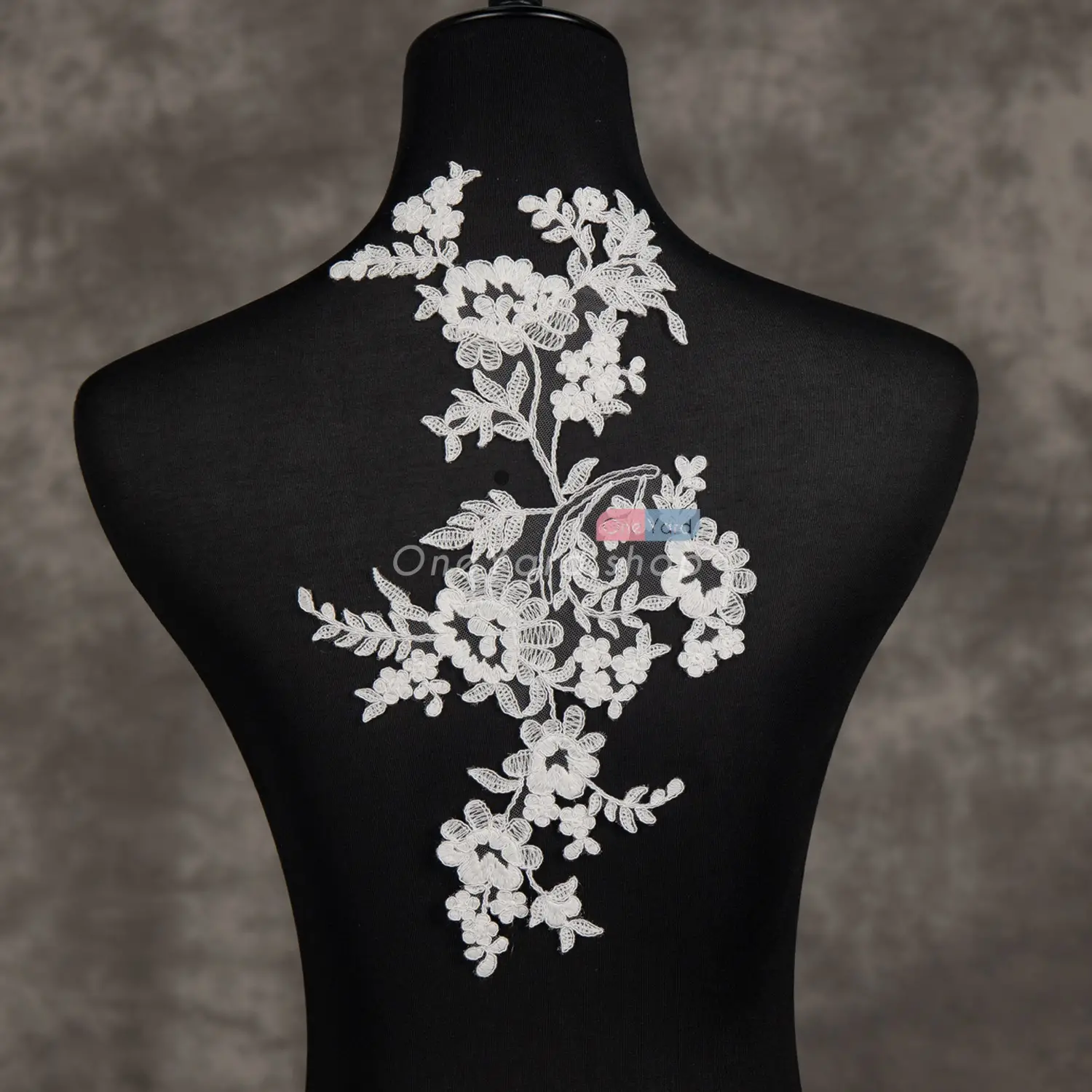 Classic Floral Embroidery Lace Applique for Bridal Gown OneYard