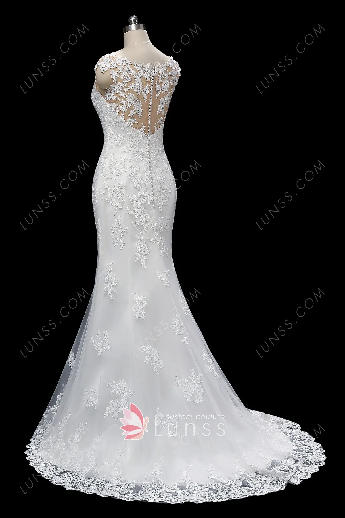 floral embroidery lace trim wedding dress
