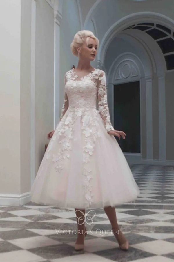 soft elegant floral ivory lace applique bridal dress
