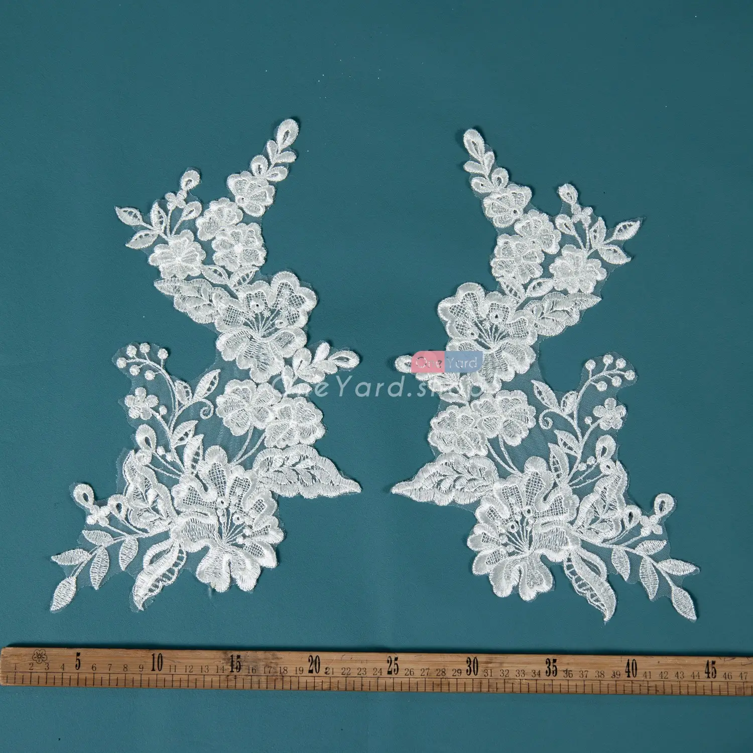 sequinned floral bridal lace appliques