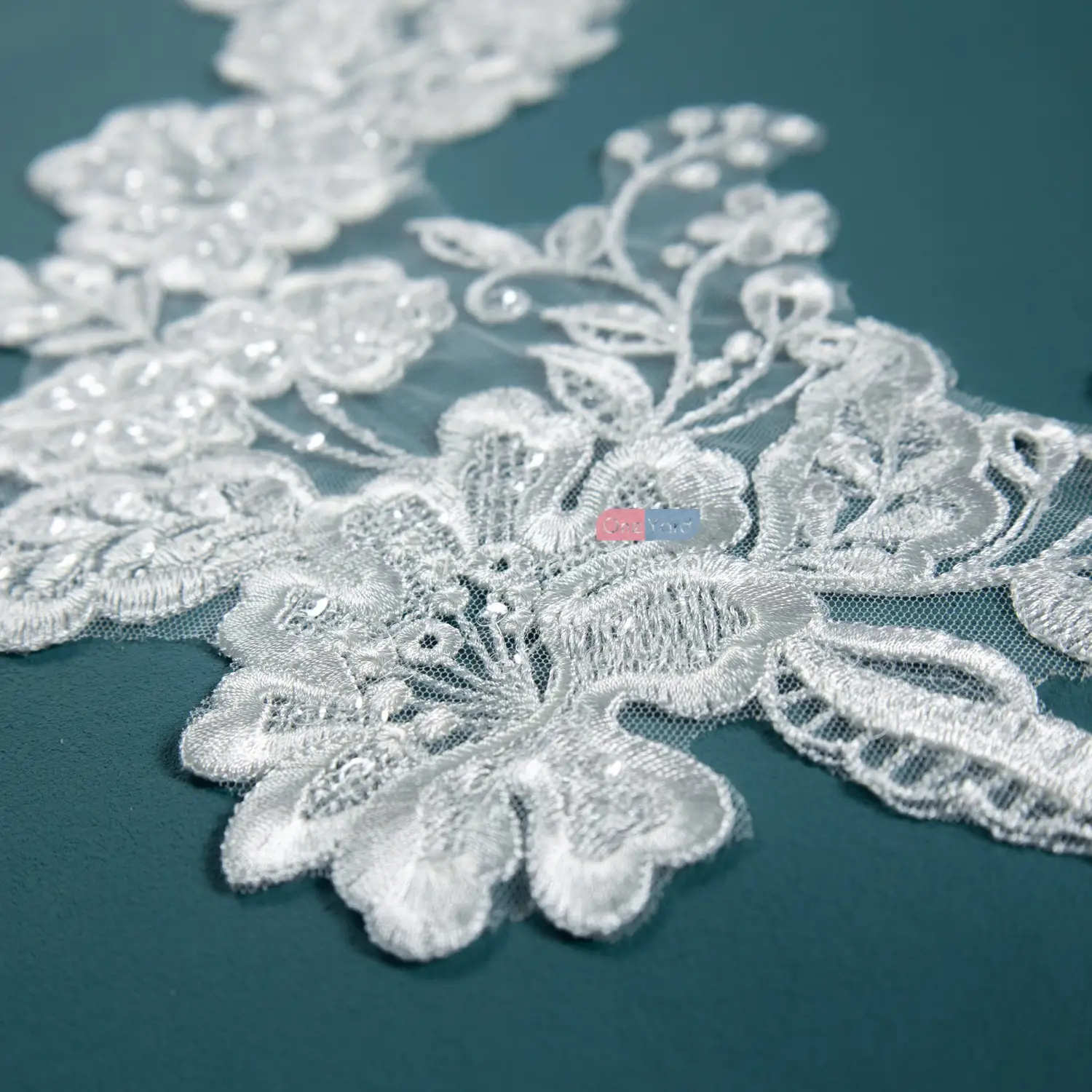 sequinned floral embroidery lace appliques