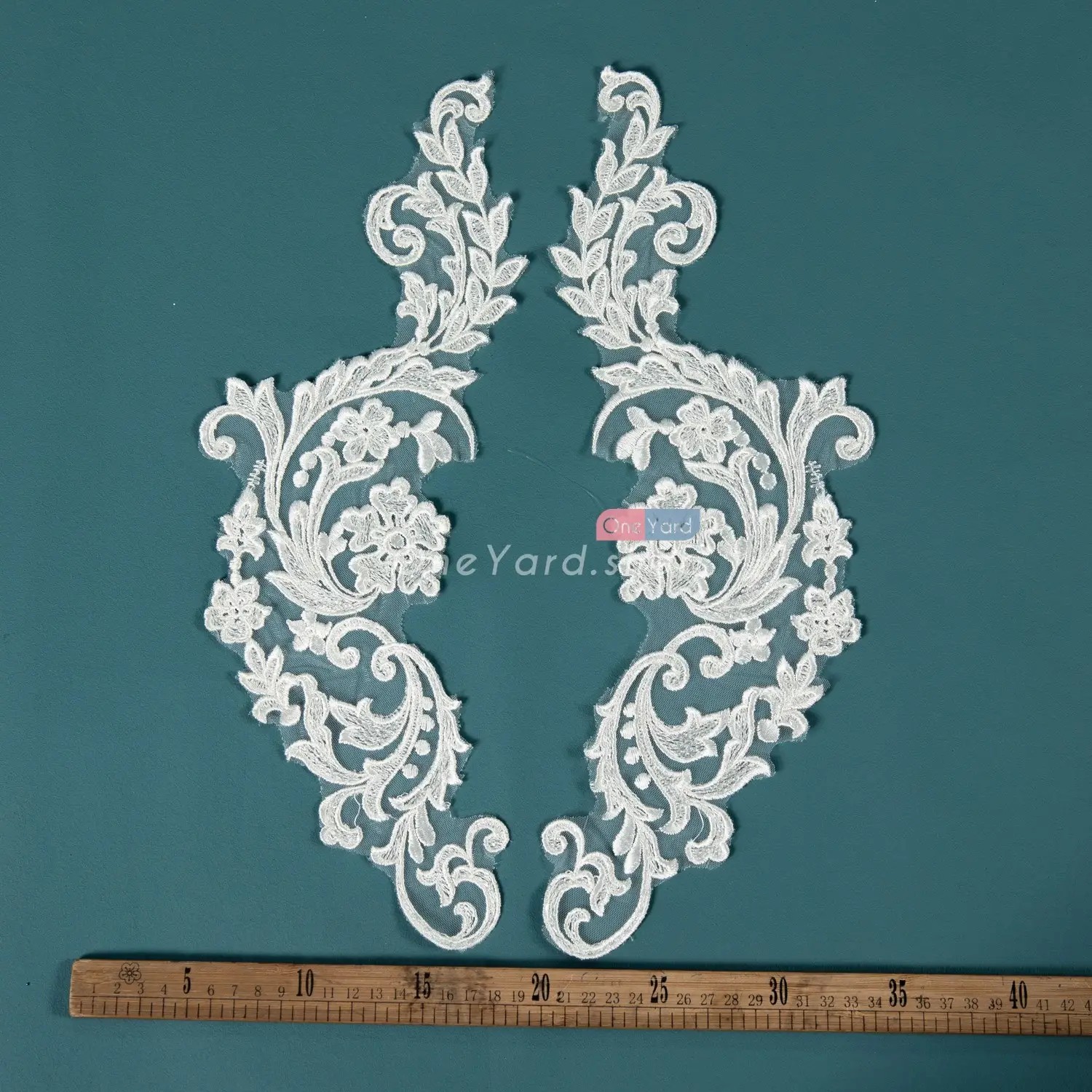 elegant motif sequined lace applique